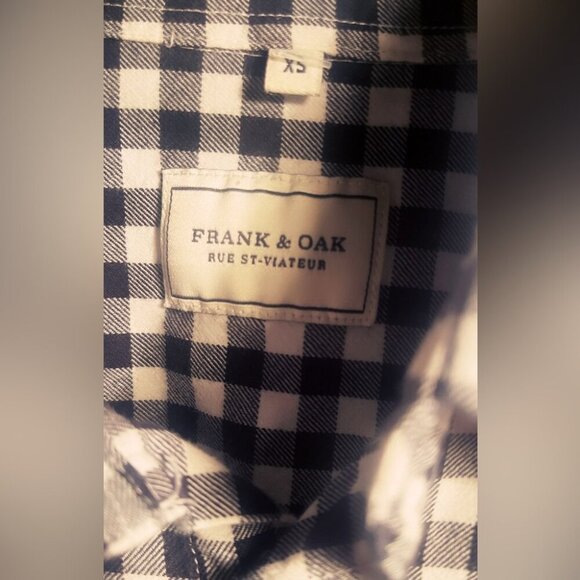 Frank & Oak cotton checkered long sleeve black white collared button down XS - Picture 3 of 5
